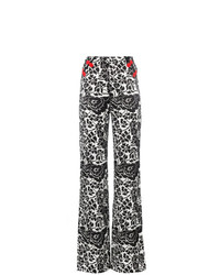 Черные широкие брюки с цветочным принтом от De La Vali