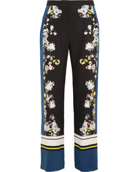 Черные широкие брюки с цветочным принтом от Erdem