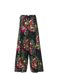 Черные широкие брюки с цветочным принтом от Etro