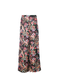 Черные широкие брюки с цветочным принтом от Etro
