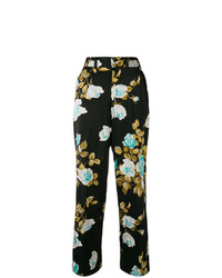 Черные широкие брюки с цветочным принтом от Junya Watanabe