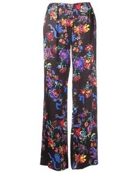 Черные широкие брюки с цветочным принтом от Maison Martin Margiela