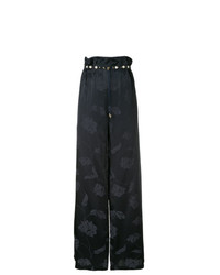 Черные широкие брюки с цветочным принтом от Mother of Pearl