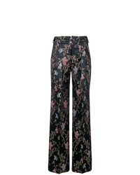 Черные широкие брюки с цветочным принтом от Pt01