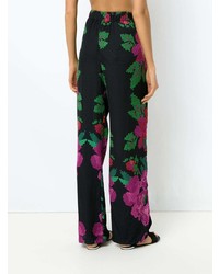 Черные широкие брюки с цветочным принтом от Amir Slama