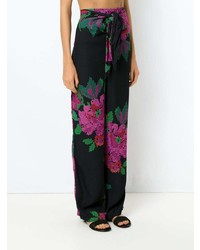 Черные широкие брюки с цветочным принтом от Amir Slama