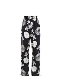 Черные широкие брюки с цветочным принтом от Sissa