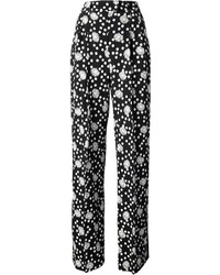 Черные широкие брюки с цветочным принтом от Ungaro