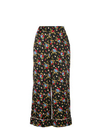 Черные широкие брюки с цветочным принтом от Vivetta