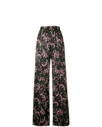 Черные широкие брюки с цветочным принтом от Wandering
