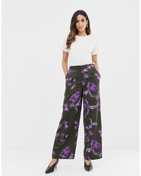 Черные широкие брюки с цветочным принтом от Y.a.s