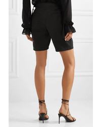Женские черные шорты-бермуды из саржи от Saint Laurent