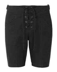 Женские черные шорты-бермуды из саржи от Saint Laurent