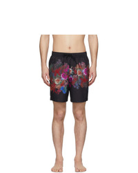Черные шорты для плавания с цветочным принтом от Dries Van Noten