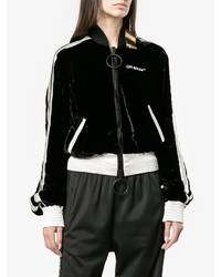 Женский черный бархатный бомбер от Off-White