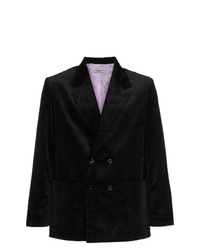 Мужской черный бархатный двубортный пиджак от Ashley Williams