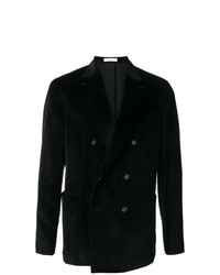 Мужской черный бархатный двубортный пиджак от Boglioli