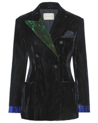 Женский черный бархатный двубортный пиджак от Christopher Kane