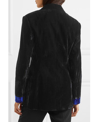 Женский черный бархатный двубортный пиджак от Christopher Kane