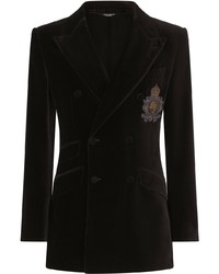 Мужской черный бархатный двубортный пиджак от Dolce & Gabbana