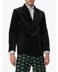 Мужской черный бархатный двубортный пиджак от Ashley Williams