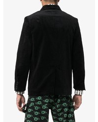 Мужской черный бархатный двубортный пиджак от Ashley Williams