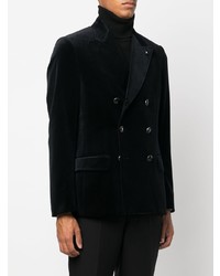 Мужской черный бархатный двубортный пиджак от Lardini