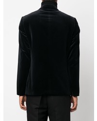 Мужской черный бархатный двубортный пиджак от Lardini