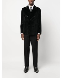 Мужской черный бархатный двубортный пиджак от Tagliatore