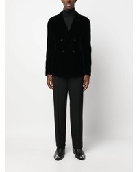 Мужской черный бархатный двубортный пиджак от Giorgio Armani