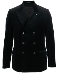 Мужской черный бархатный двубортный пиджак от Lardini