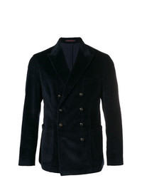 Мужской черный бархатный двубортный пиджак от The Gigi