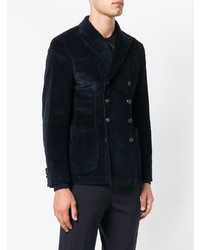 Мужской черный бархатный двубортный пиджак от The Gigi