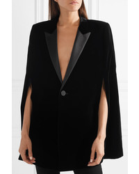 Черный бархатный пиджак-накидка от Saint Laurent
