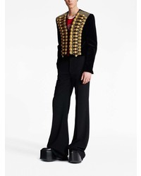 Мужской черный бархатный пиджак с вышивкой от Balmain