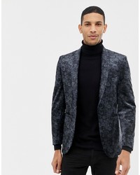 Мужской черный бархатный пиджак с цветочным принтом от Burton Menswear