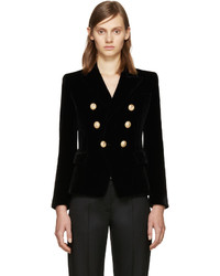 Женский черный бархатный пиджак от Balmain