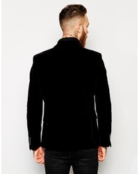 Мужской черный бархатный пиджак от Asos