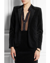 Женский черный бархатный пиджак от Saint Laurent