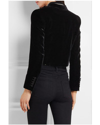 Женский черный бархатный пиджак от Saint Laurent