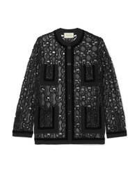 Женский черный бархатный пиджак от Gucci