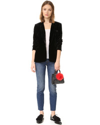 Женский черный бархатный пиджак от Joie