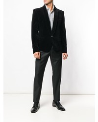 Мужской черный бархатный пиджак от Balmain