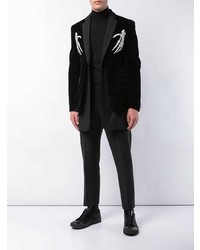 Мужской черный бархатный пиджак от D.GNAK