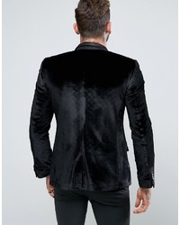 Мужской черный бархатный пиджак от Asos