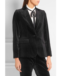 Женский черный бархатный пиджак от Frame