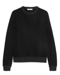 Женский черный бархатный свитер с круглым вырезом с принтом от Givenchy
