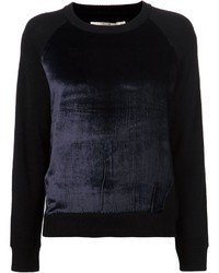 Женский черный бархатный свитер с круглым вырезом от J Brand