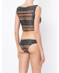 Черный бикини-топ с принтом от BRIGITTE