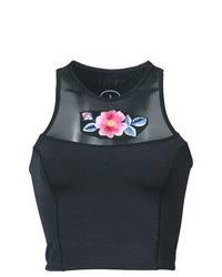 Черный бикини-топ с цветочным принтом от Cynthia Rowley